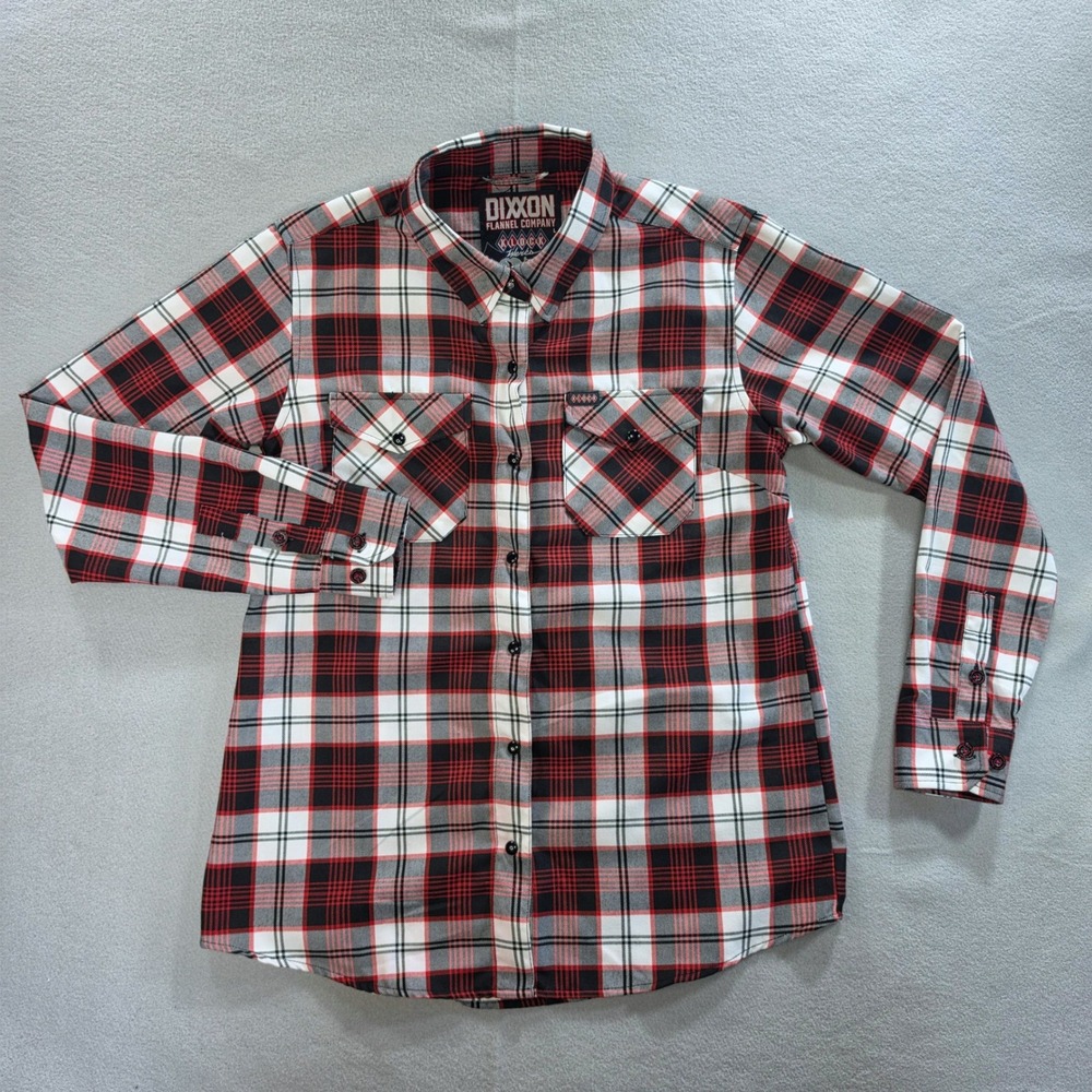 Dixxon Flannel Company Biker Plaid Shirt Large Klock Werks 25th Anniversary Red